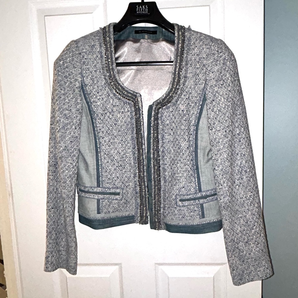 Elie Tahari Gray Textured Blazer
